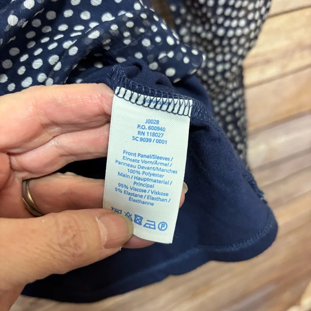 Boden Blue Polka Dot Blouse Size 6